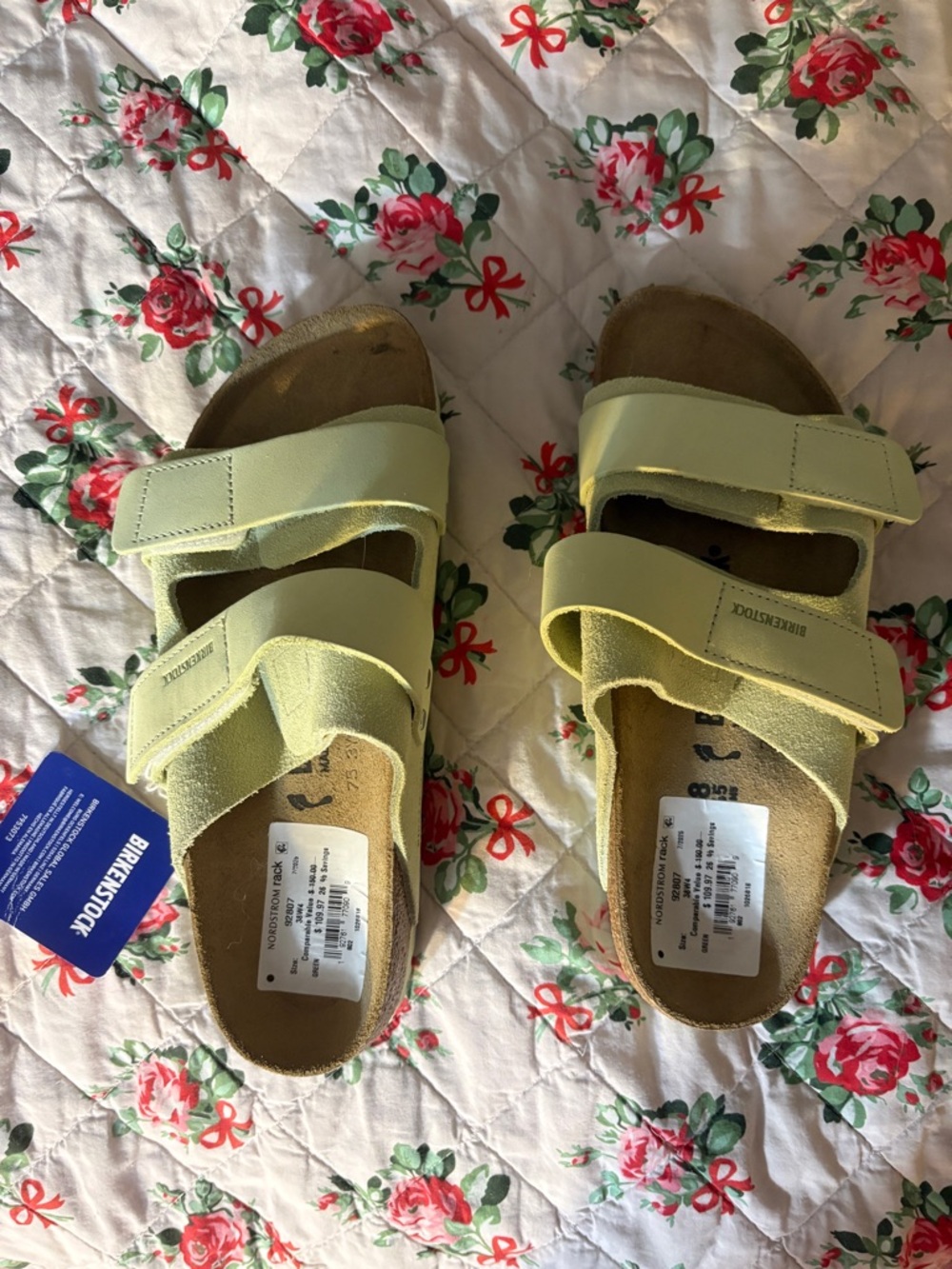 Birkenstock Arizona Pale Green Suede Double-Strap Sandals